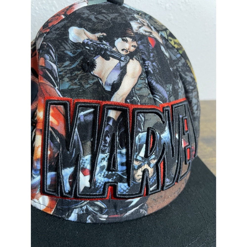 Marvel Comics Snapback Hat Adult All Over Print Embroidered Logo Flat Brim Cap - Picture 4 of 9